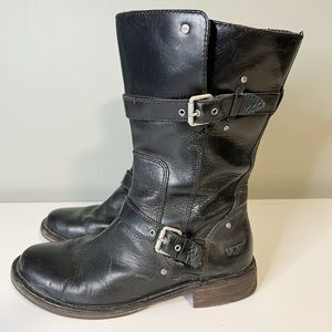UGG Gillespie Black Leather Buckle Motorcycle Combat Boot